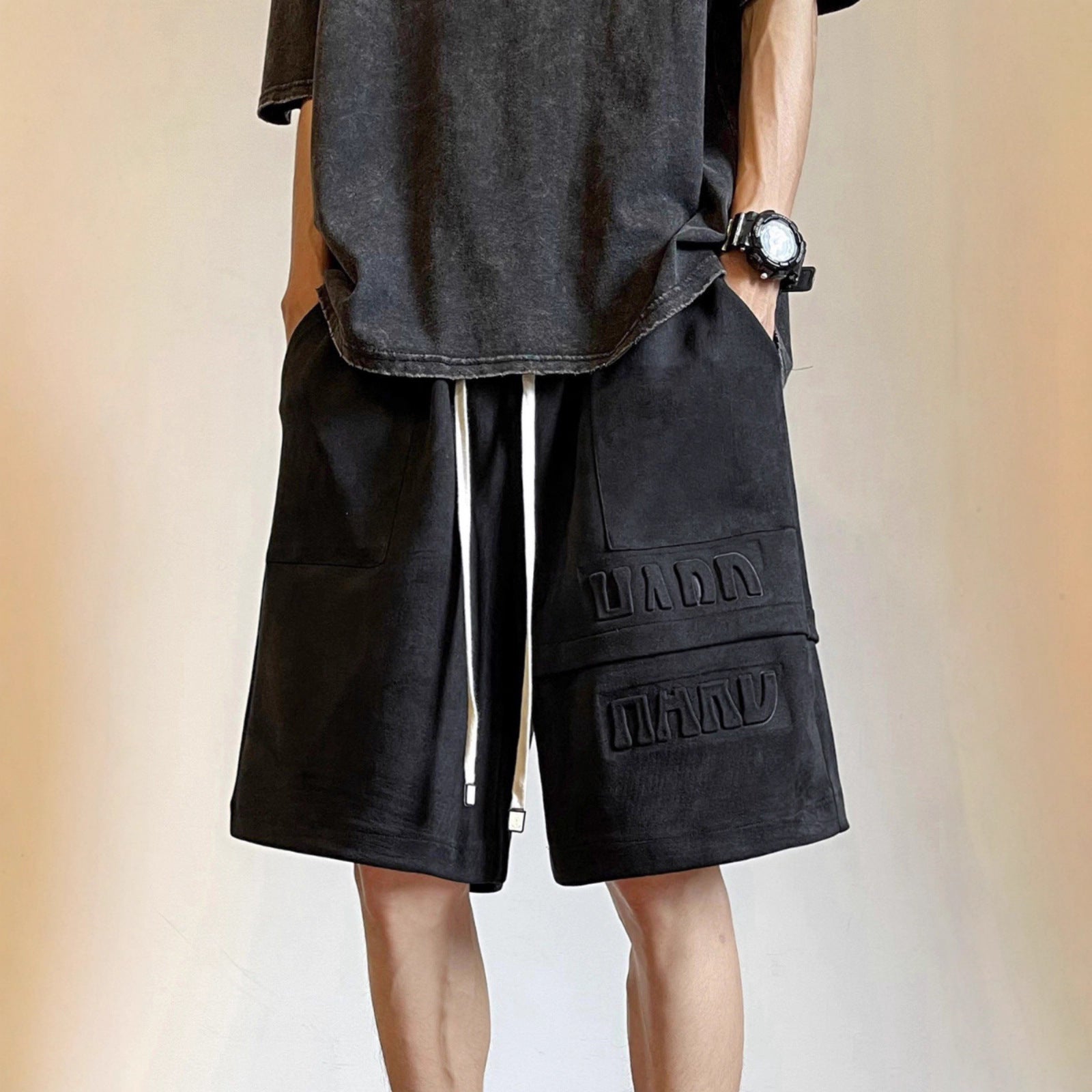Heavyweight Casual Capri-length Suede Shorts
