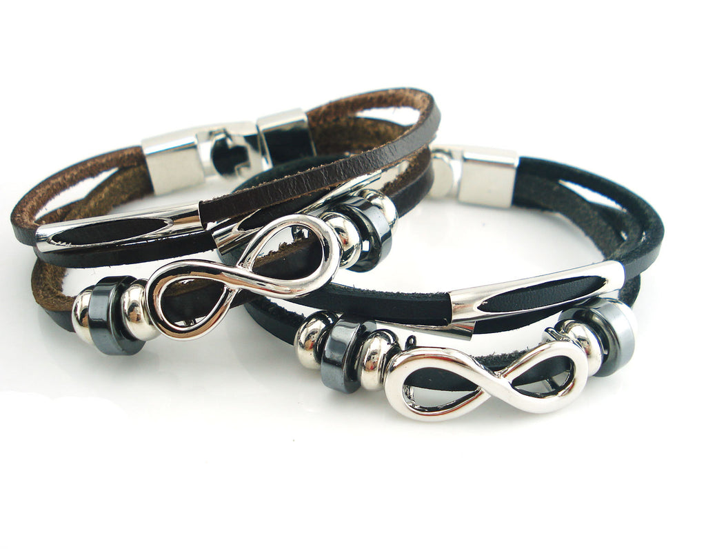 Retro men's leather bracelet bracelet unlimited symbol
