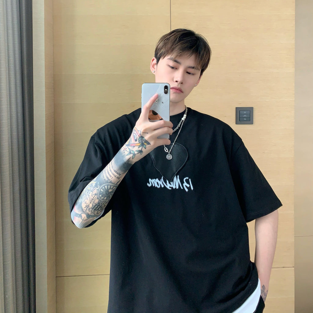 Korean Design  Short-sleeved Shirt Love Letter Printing Couple T-shirt