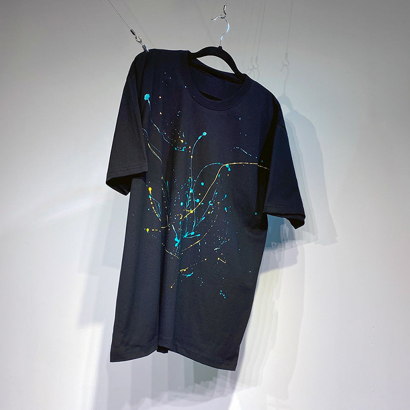 Korean style Splash Ink Short-sleeved T-Shirt