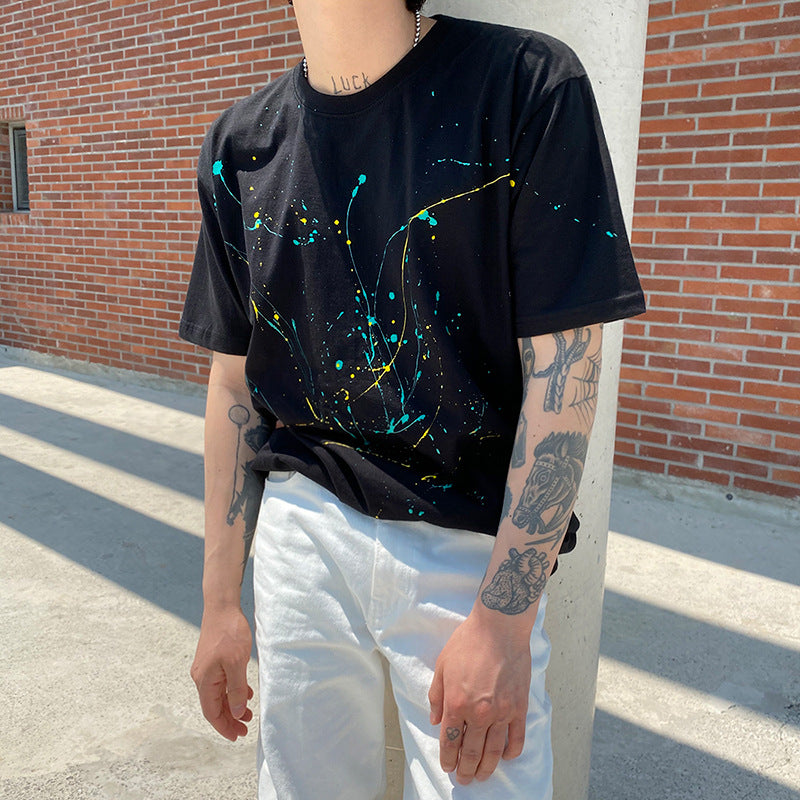 Korean style Splash Ink Short-sleeved T-Shirt