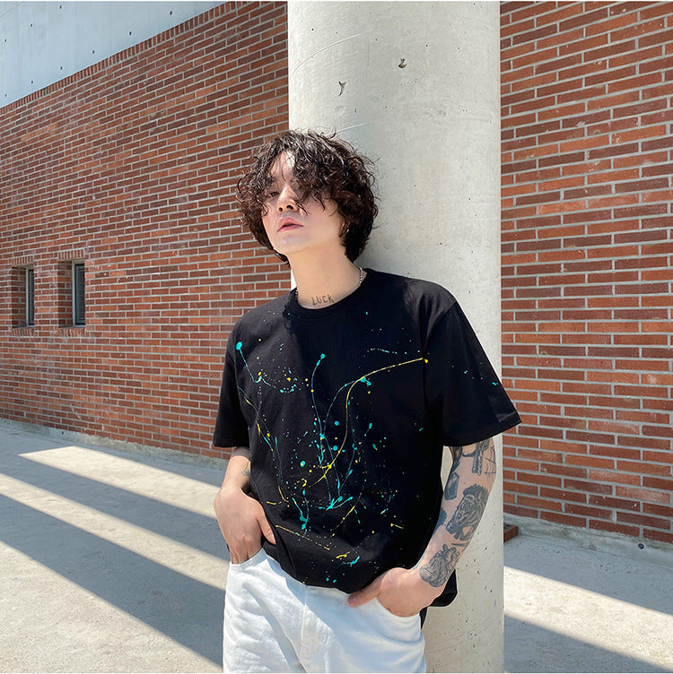Korean style Splash Ink Short-sleeved T-Shirt