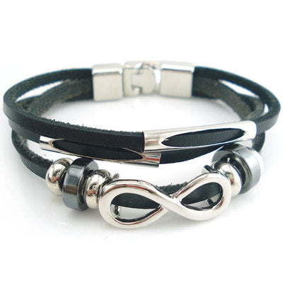 Retro men's leather bracelet bracelet unlimited symbol