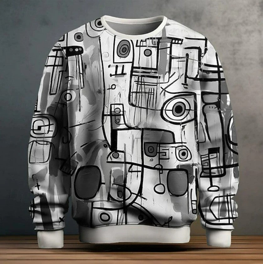 Mens Graffiti Pullover Long Sleeve Hoodie