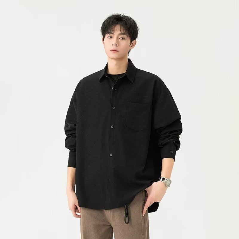 Men's Retro Loose Casual Long Sleeve Shirt