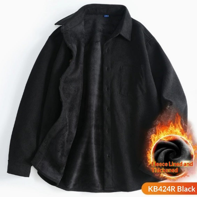 Mens Retro Corduroy Long-Sleeve Shirt