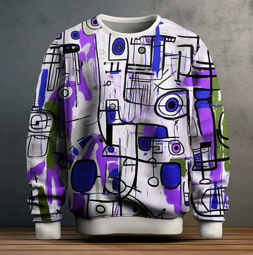 Mens Graffiti Pullover Long Sleeve Hoodie