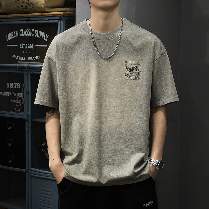 Retro Washed-print Short-sleeve T-shirt