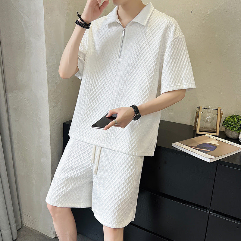 Men's Summer Light Luxury Short-sleeved Shorts Suit