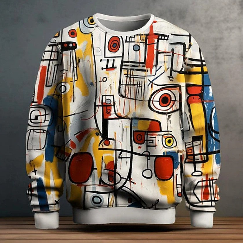 Mens Graffiti Pullover Long Sleeve Hoodie