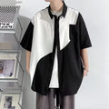 Hong Kong Wind And Tide Stitching Contrast Shirt Korean Version