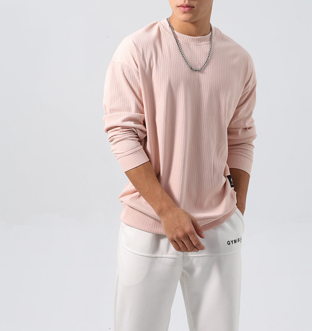 Mens Jacquard Striped Sports Hoodie With A Relaxed Fit And Dropped Shoulder Sleeves